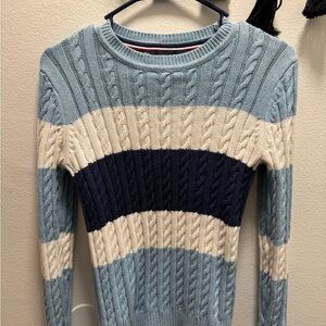 Tommy Hilfiger Light Blue, Navy & Cream Cable Knit Sweater